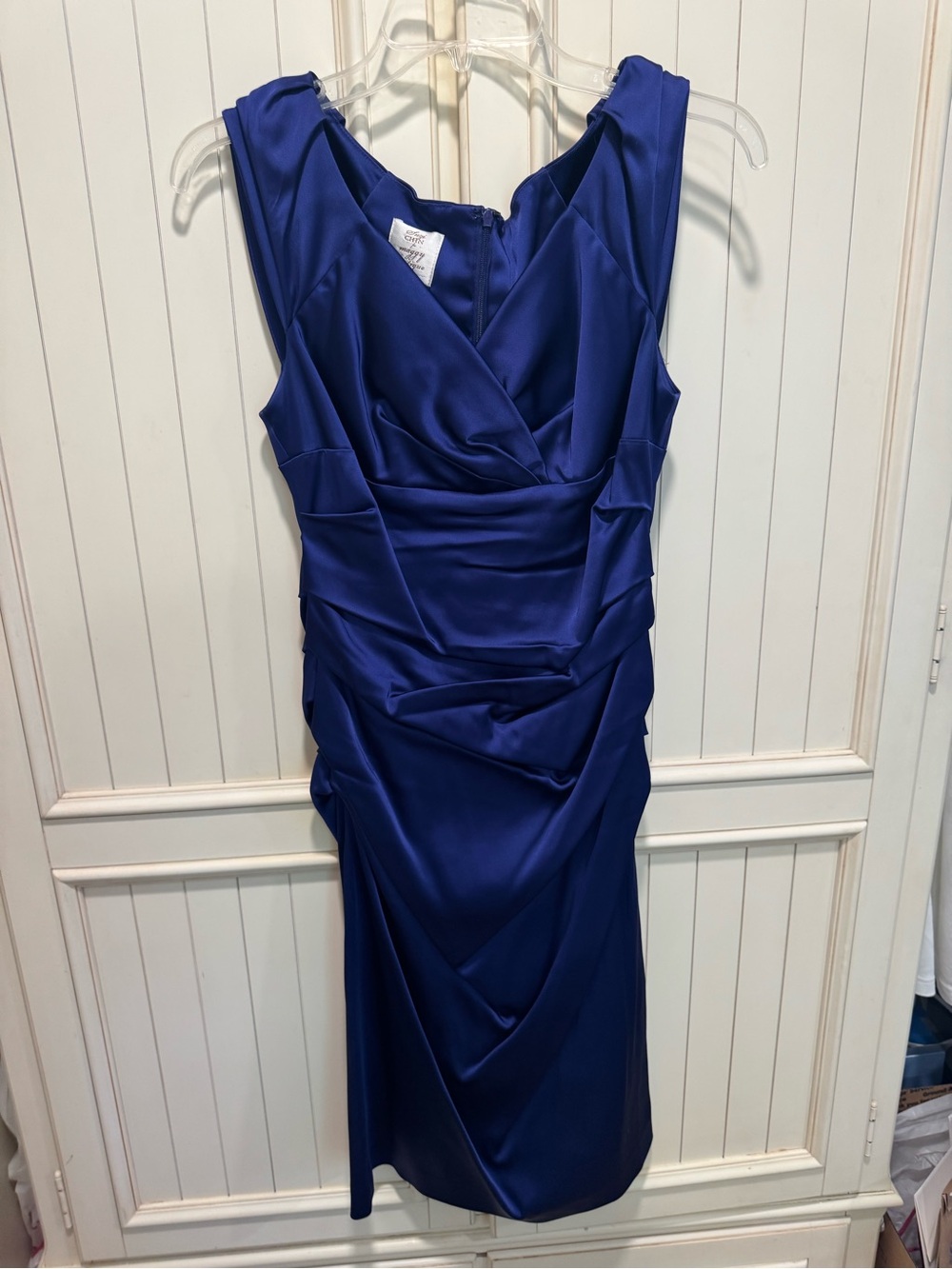 Suzi Chin for Maggy Boutique Royal Blue Satin Midi Dress